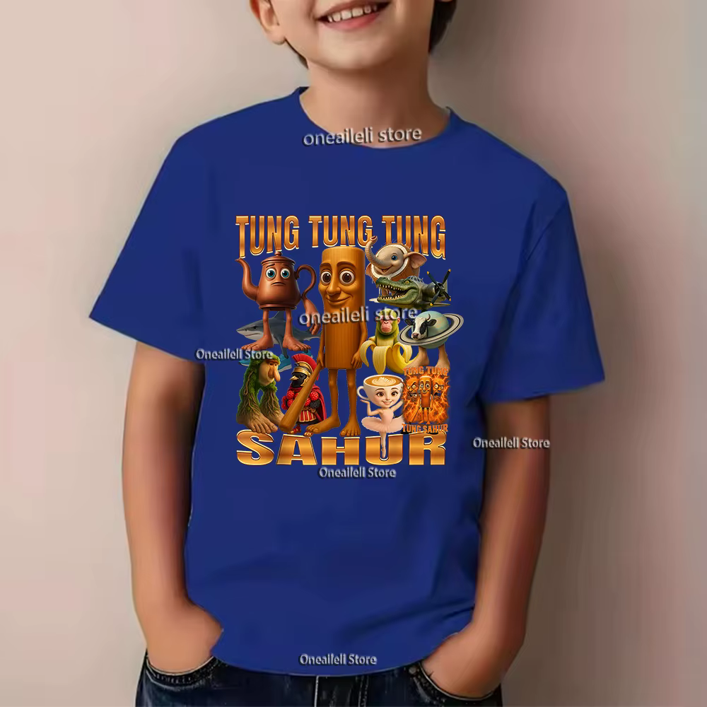 Été italien Brainrot enfants T-shirt drôle Tralalero Tralalas Tung Sahur manches courtes Bombardiro Crocodile Cappuccino garçon hauts