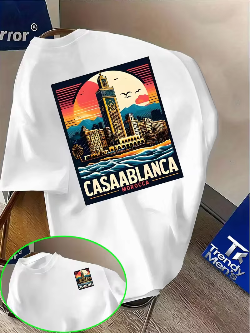 T-shirts graphiques architecturaux esthétiques Casablanca