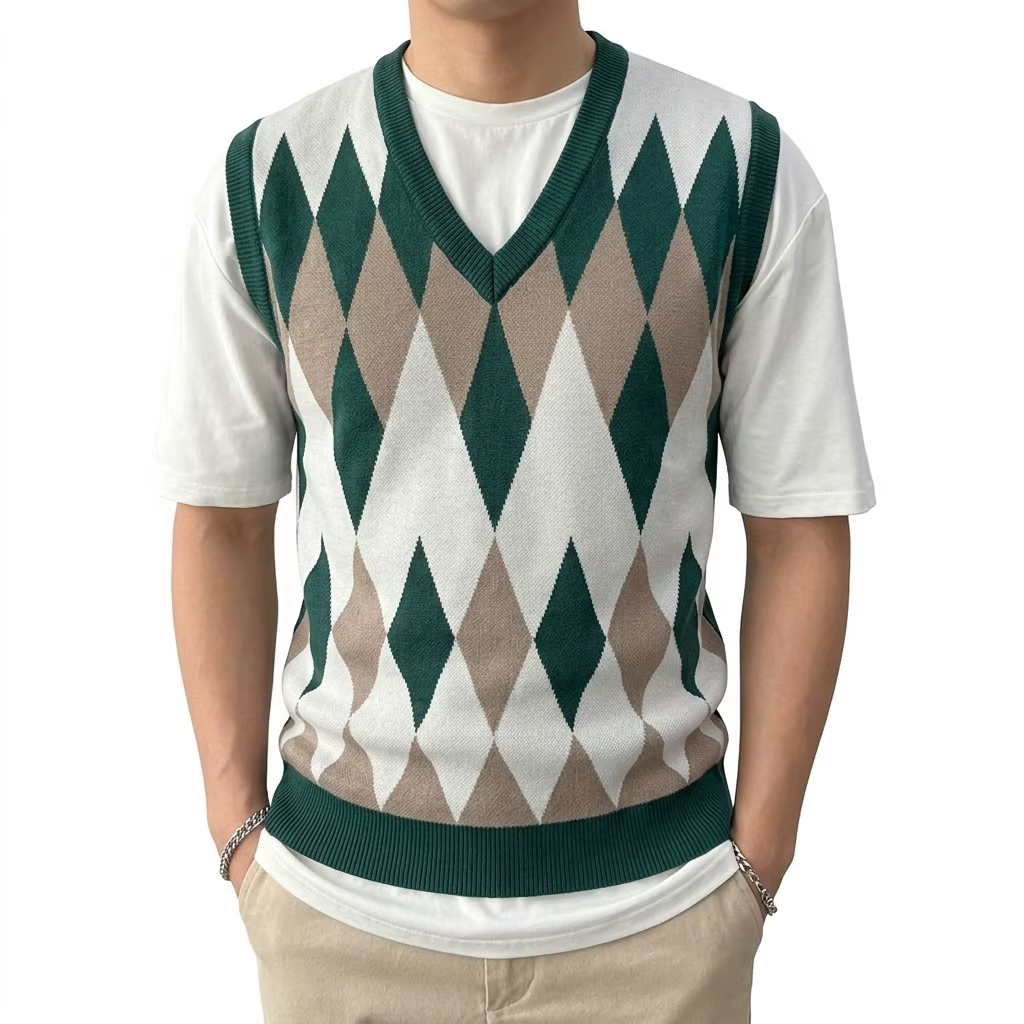 Gilet pull sans manches en tricot pour homme
