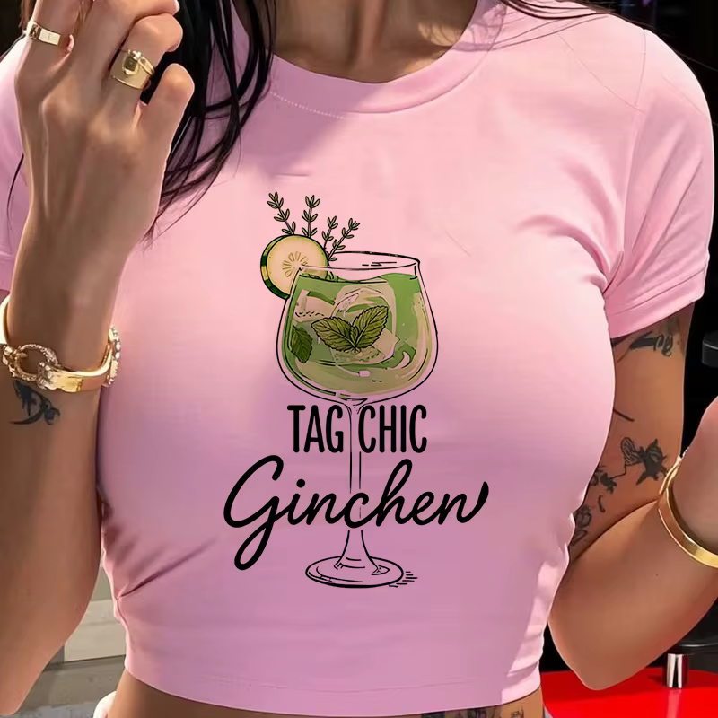 T-shirt court à manches courtes pour femme