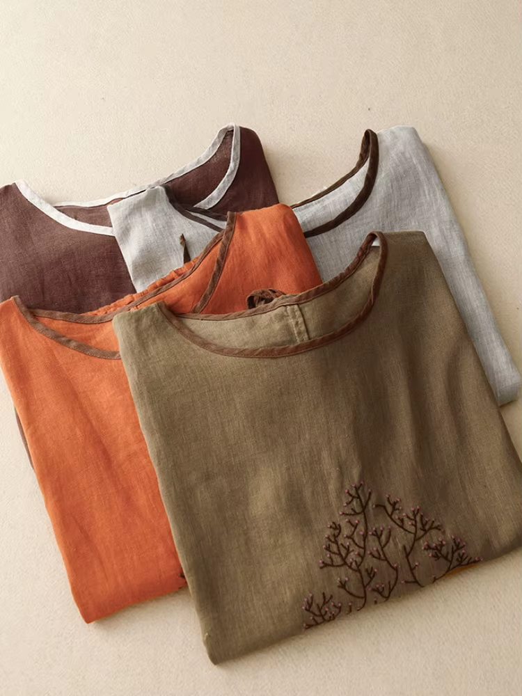 T-shirt à empiècements à col rond pour femmes
