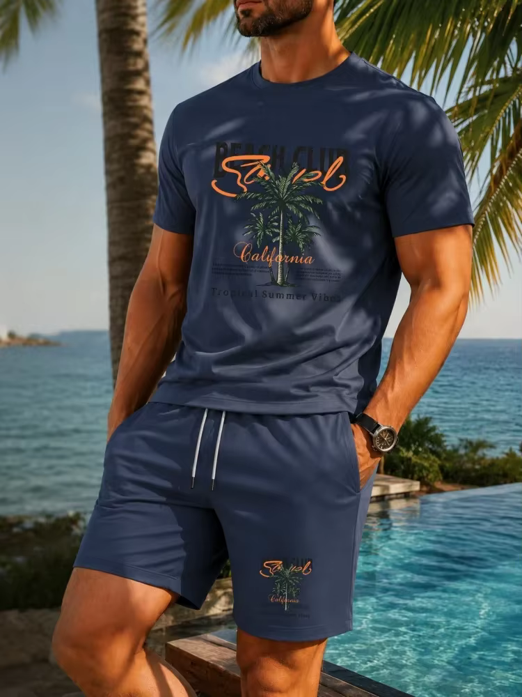Ensemble de t-shirts pour hommes de haute qualité imprimés avec des palmiers de la Californie