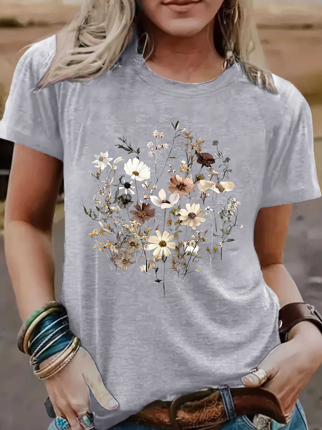 T-Shirt à col rond pour femmes