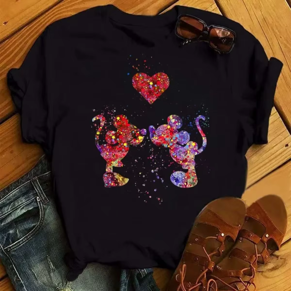 T-shirt imprimé Mickey Mouse pour femmes