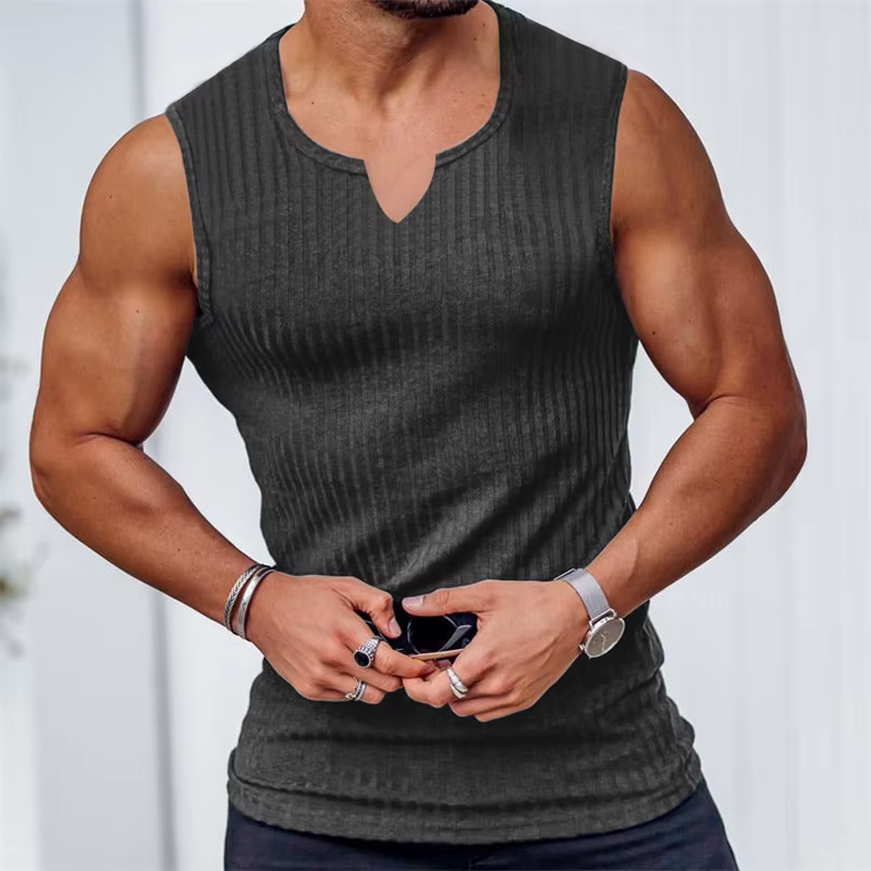 Chemise sans manches à col en V pour hommes