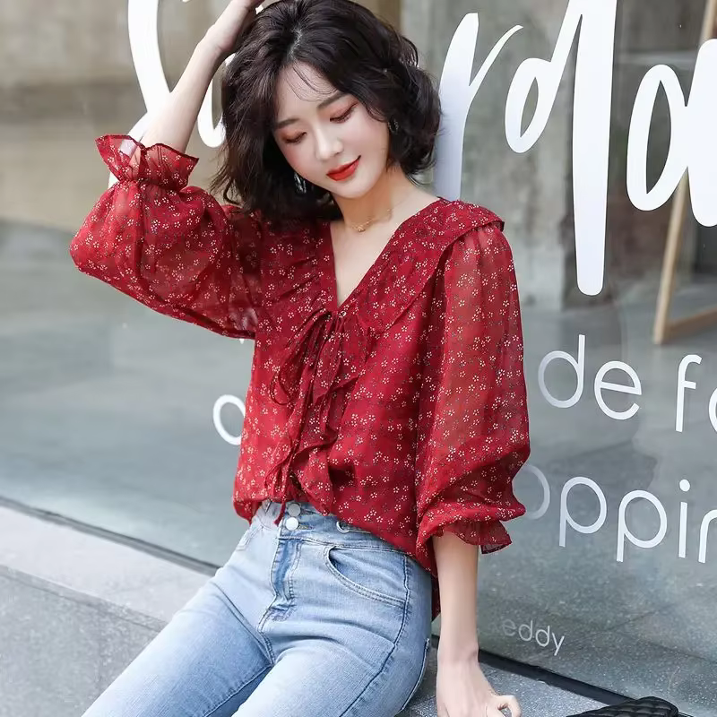 Mousseline de soie femme haut chemises et chemisiers floraux pour femmes nouveau Streetwear été 2025 nouveautés mode élégante Promotion chaude Xxl jeunesse