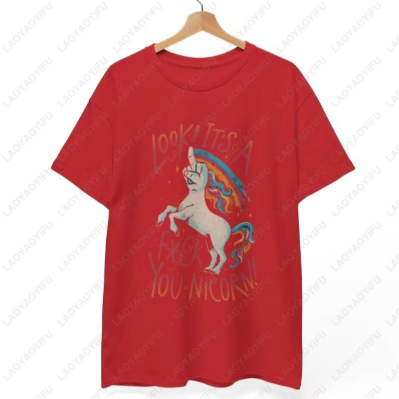 F-You T-Shirt licorne Style Humor coton à manches courtes