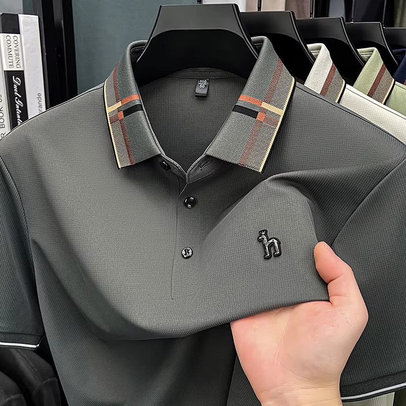 Nouveau Polo 2026 Homme Haut de Gamme Couleur Unie Manches Courtes Col Rabattable