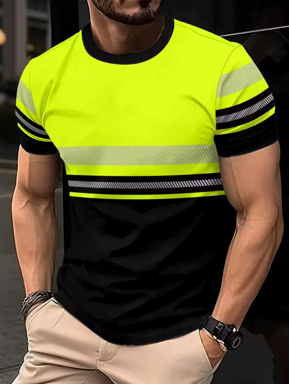 T-shirt pour hommes, avec logo de sécurité imprimé en 3D