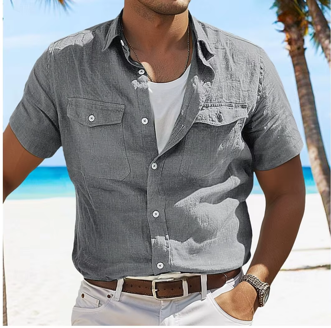 Chemise en coton à manches courtes pour hommes T-shirt
