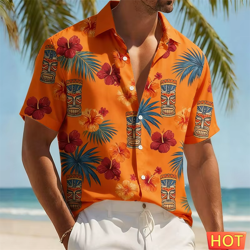Chemise hawaïenne Tiki pour homme