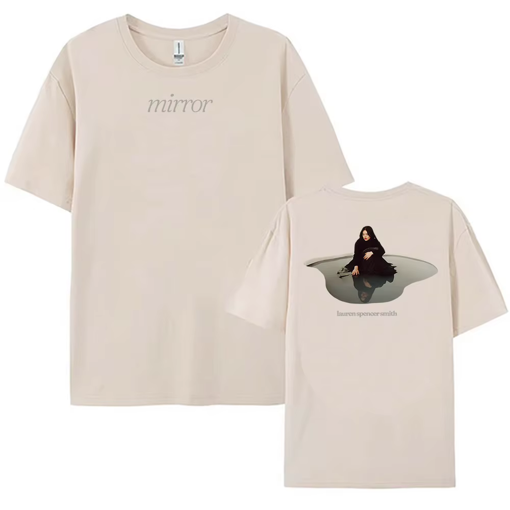 Miroir LAUREN SPENCER SMITH T-shirt Coton Lâche Unisexe Streetwear Chanteur Impression Mode Femme