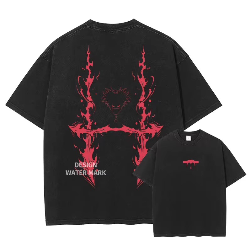Choso T-shirts Gojo Unlimited Void Oversized Vintage Washed T Shirt Manga Short Sleeve Retro