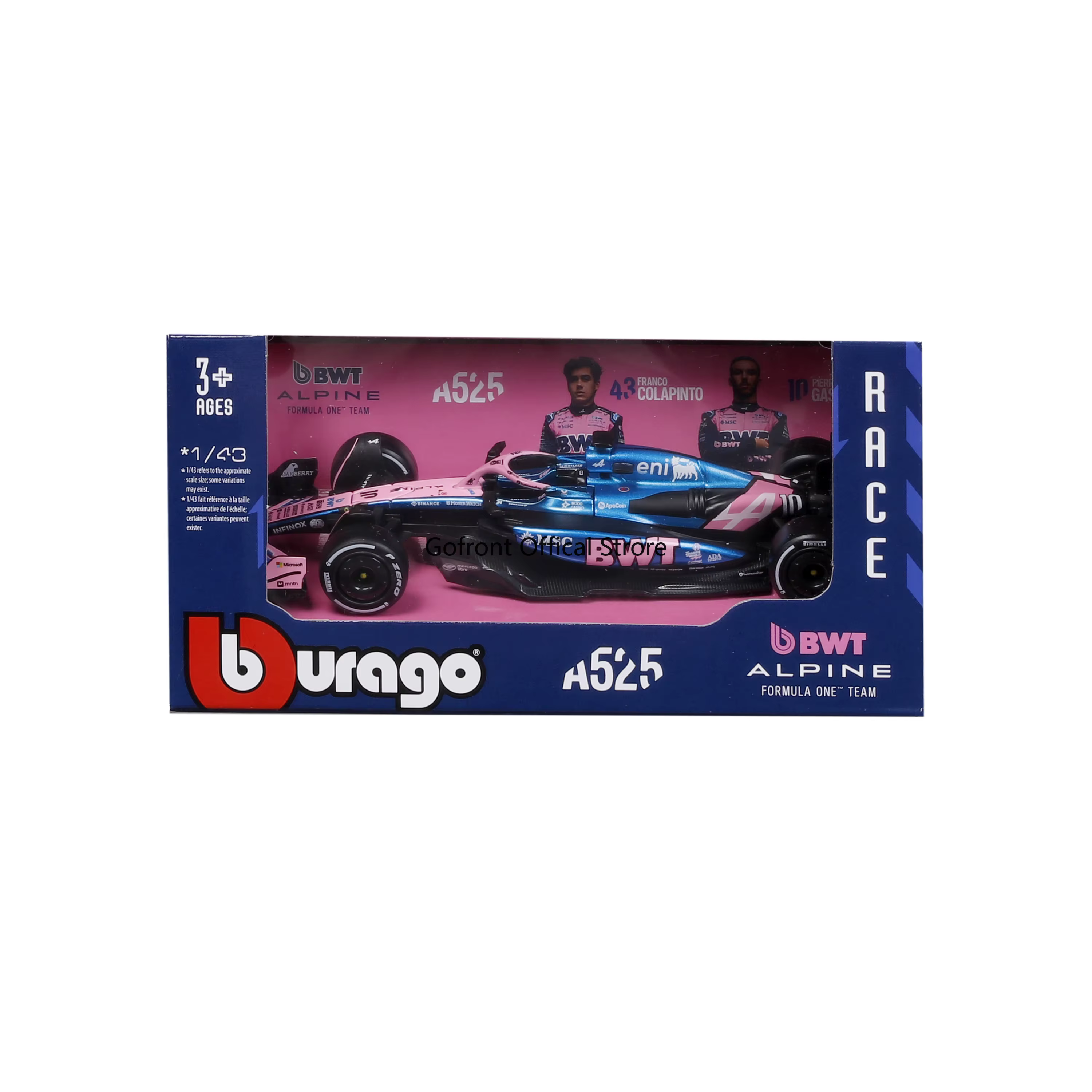 Bburago 1:43 2025 F1 BWT Équipe de formule um alpin # 10 Pierre Gasly # 43 Franco Colapinto alliage voiture moulé sous pression modèle jouet à collectionner