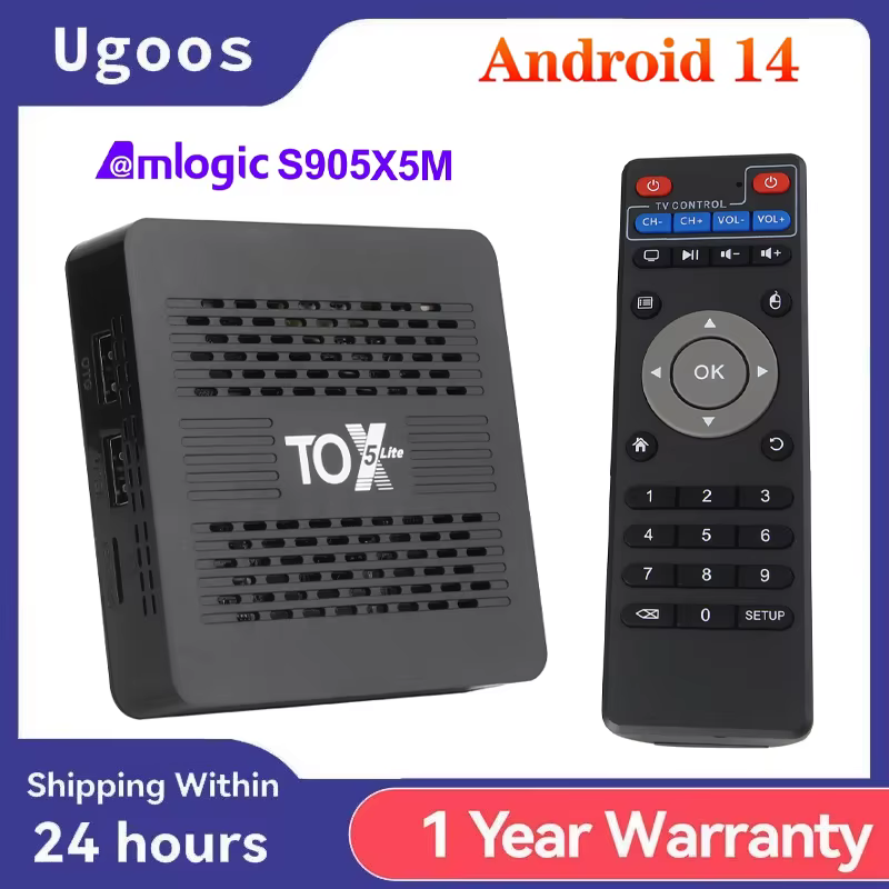 Boîtier Smart TV Original TOX5 Lite S905X5M Android 14 2GB 32GB BT4.1 1000M LAN Double Wi-Fi 2.4G 5.8G Lecteur Multimédia 4K Décodeur
