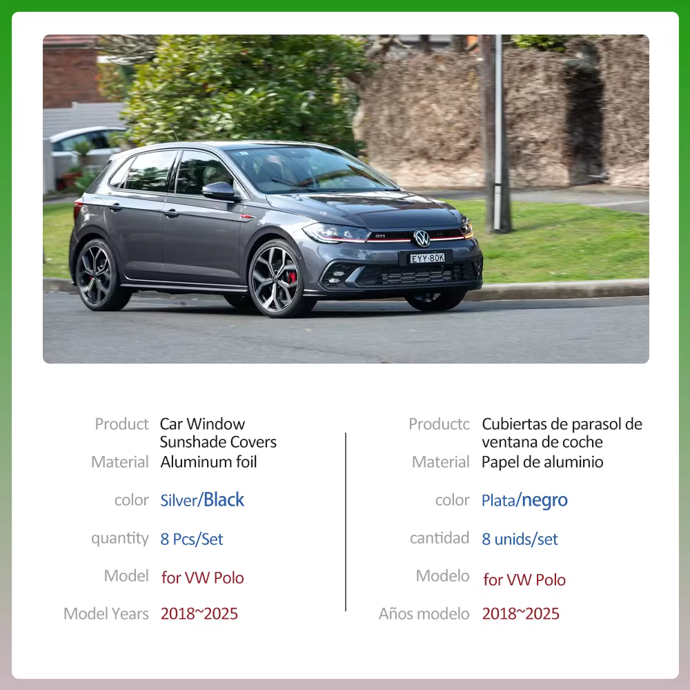 Pare-soleil de Voiture pour Volkswagen VW Polo Mk6 R-Line 2018 ~ 2025, 2019 2020 2021 2022 2023 2024 Rideau de Pare-Brise, Toit, Fenêtres, Pare-Soleil, Couverture de Toit Ouvrant, Accessoires
