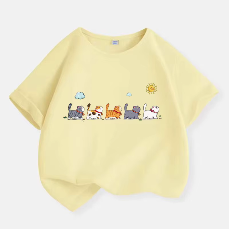 T-shirt en coton de la famille des chats pour garçons