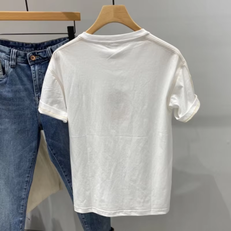 T-shirt à col rond brodé pour hommes