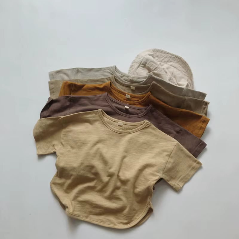 1-7T 100% coton bébé t-shirt enfant en bas âge t-shirt garçon fille vêtements à manches courtes basique t-shirt haut décontracté ample t-shirt pour les enfants