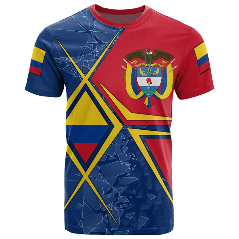 Columbia hommes T-shirt décontracté ample col rond drapeau colombien à manches courtes hauts t-shirts vêtements