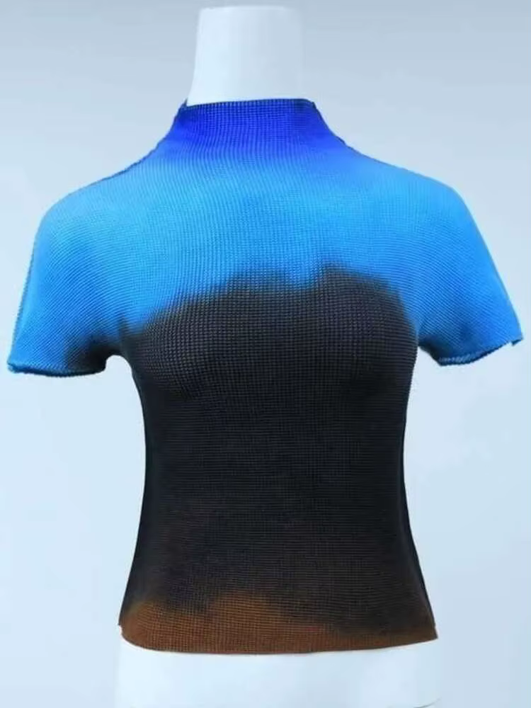 LANMREM 2025 été nouveau T-shirt tout-match pour Famale haute qualité Style mince tissu élastique à manches courtes hauts femmes décontracté YJ780