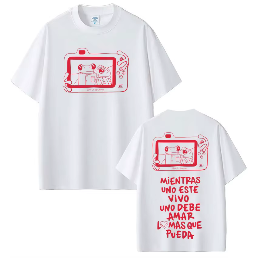 T-shirt imprimé Rapper Bad Bunny Tour 2026 pour hommes et femmes
