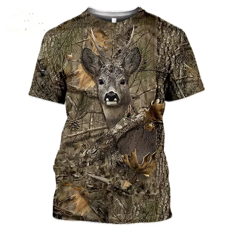 Cerf lièvre chasse camouflage T-Shirt hommes 3D