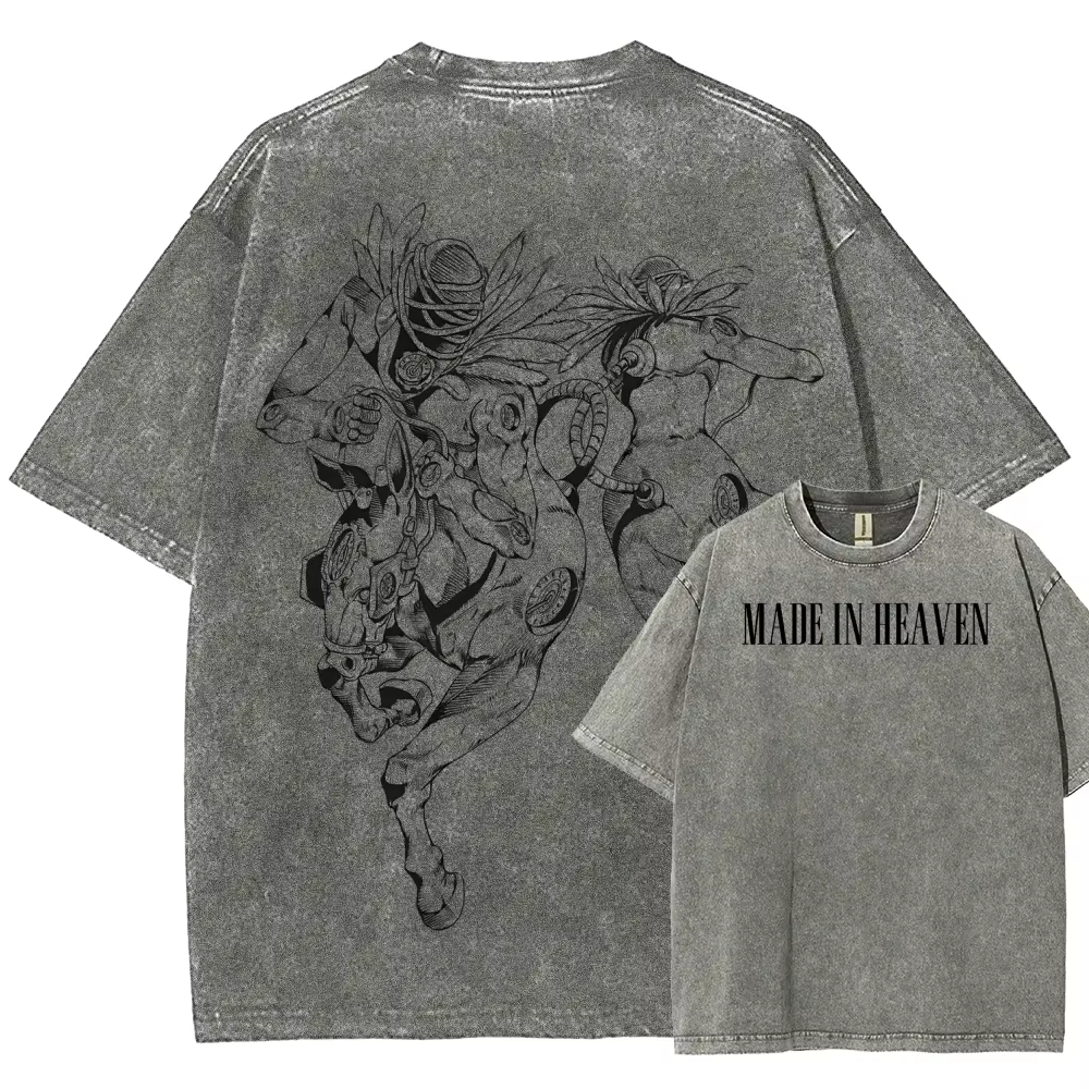 Anime JoJo's Bizarre Adventure Made In Heaven graphique T-shirt hommes vêtements surdimensionné