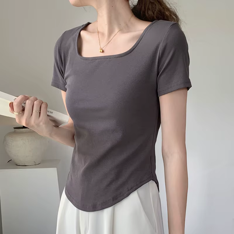 T-shirt d'été en coton à manches courtes pour femmes