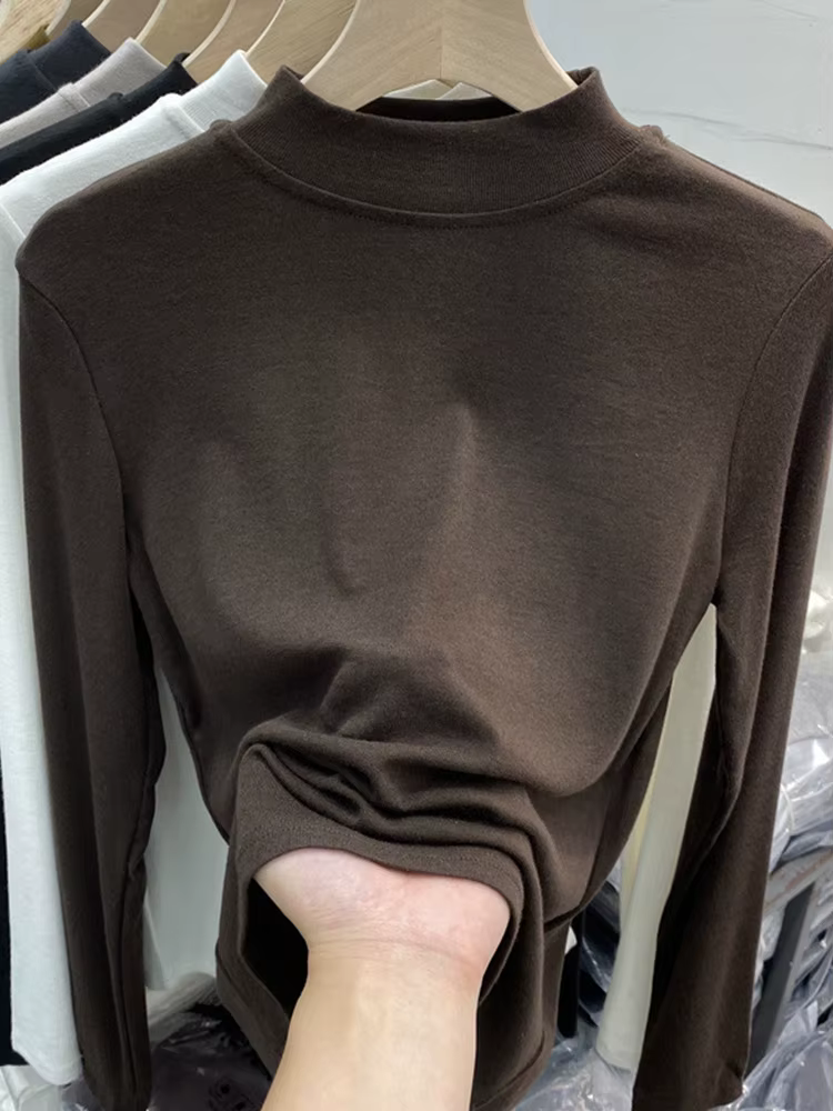 T-shirt blanc basique en pur coton de haute qualité pour femmes