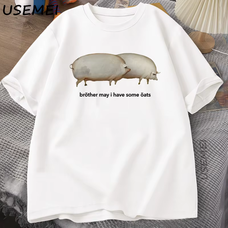 Frère mai j'ai quelque avoine T-shirt hommes femmes drôle cochon graphique t-shirts Harajuku ample décontracté à