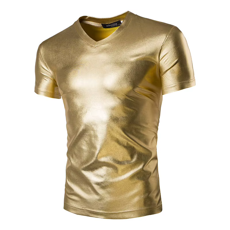 T-shirt Homme Slim Fit à Manches Courtes – Nouvelle Collection Tendance pour Soirées – Coton Décontracté à Surface Brillante – Offre Spéciale de la Saison