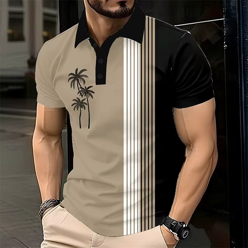 Polo homme à motif lignes colorées