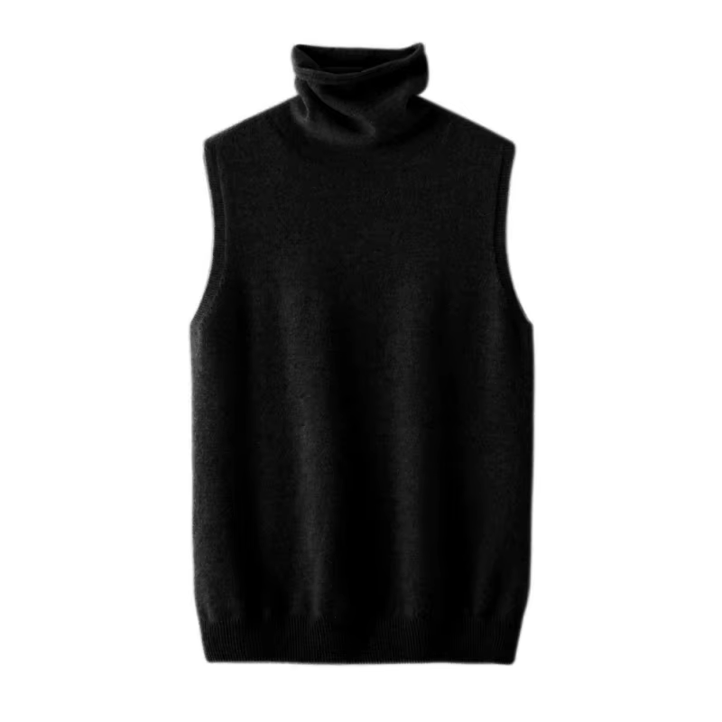 Femmes laine mérinos sans manches pulls col roulé pull gilet