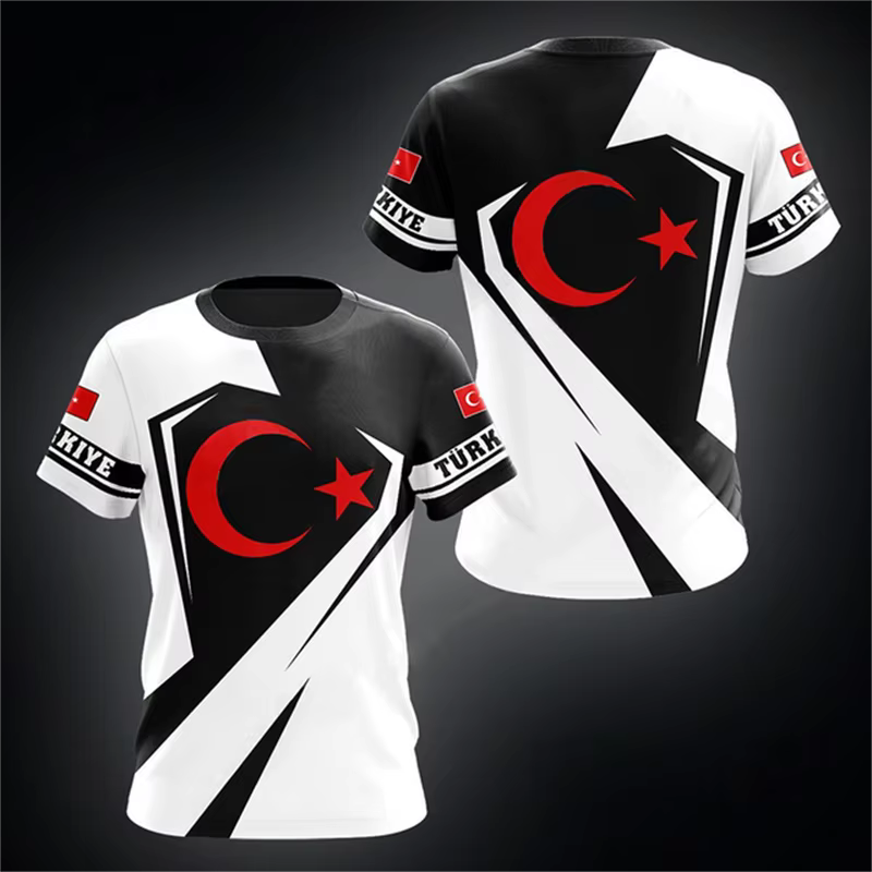 T-shirt d'été pour homme à thème drapeau turc