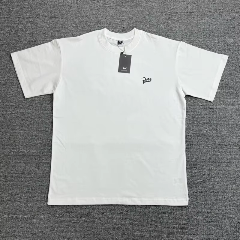 T-shirt classique Patta 26SS Nouvelle Collection – Homme/Femme – Coton ample décontracté – Imprimé lettres PATTA noir et blanc – Manches courtes