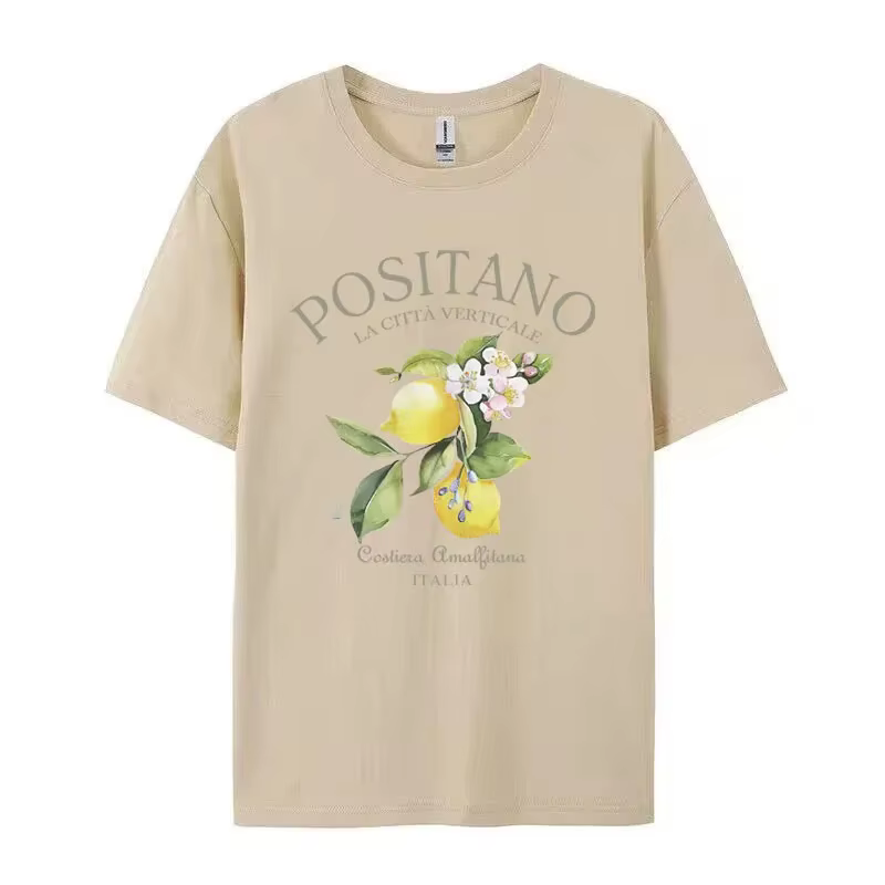 T-shirt à manches courtes imprimé citron Positano unisexe