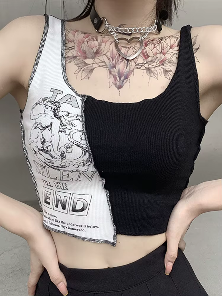 Débardeur en Patchwork Style Punk pour femmes