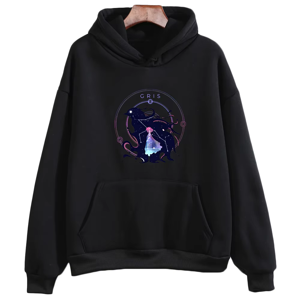 Gris Raven-Sweat-shirt à manches longues pour hommes et femmes