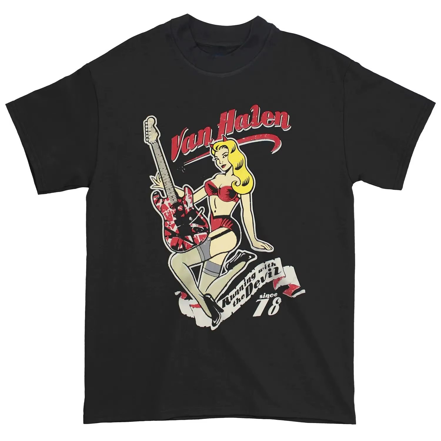 T-shirt vintage imprimé groupe Van Halen style rock punk
