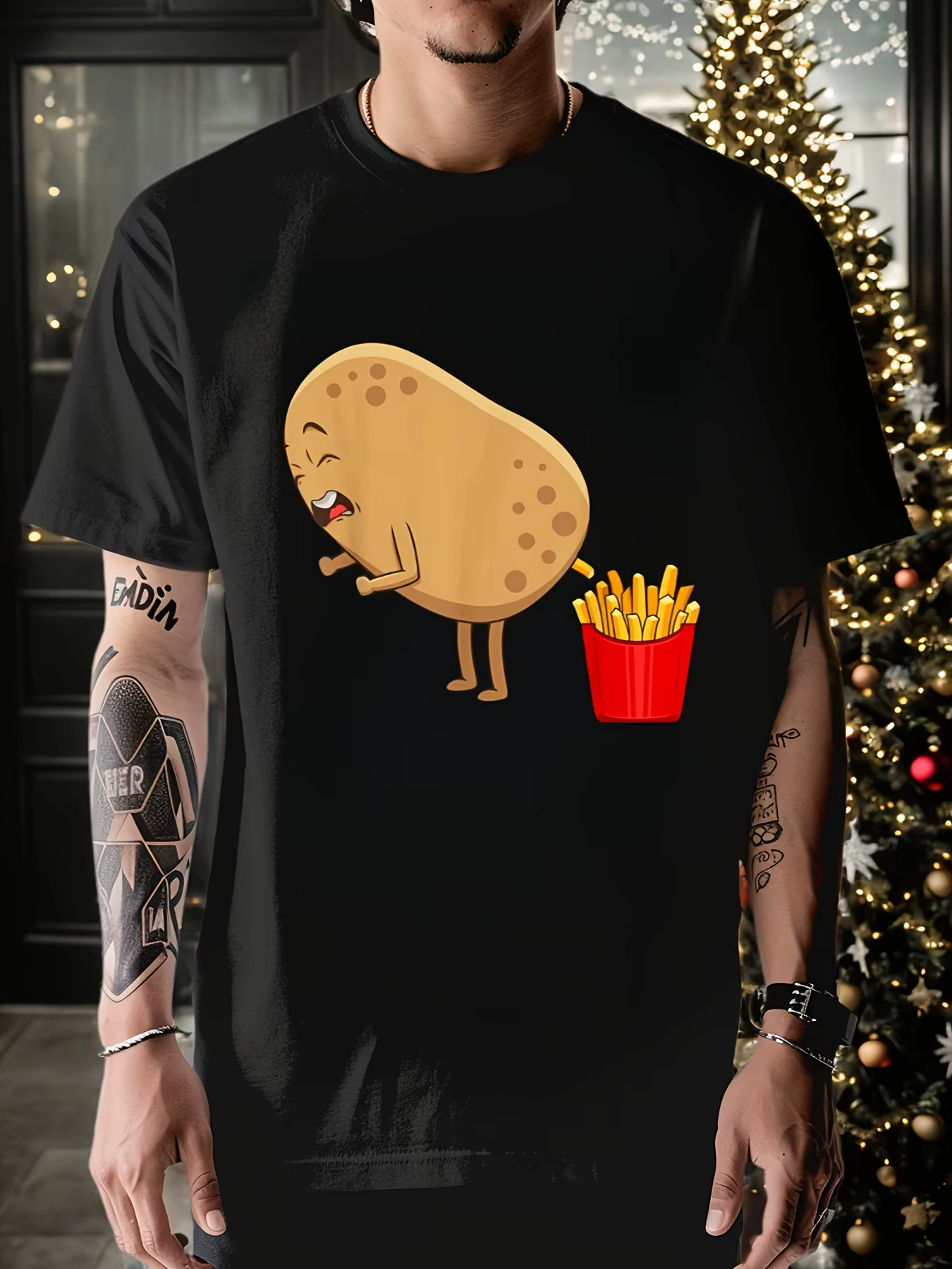 Design humoristique de t-shirt sur le thème des pommes de terre