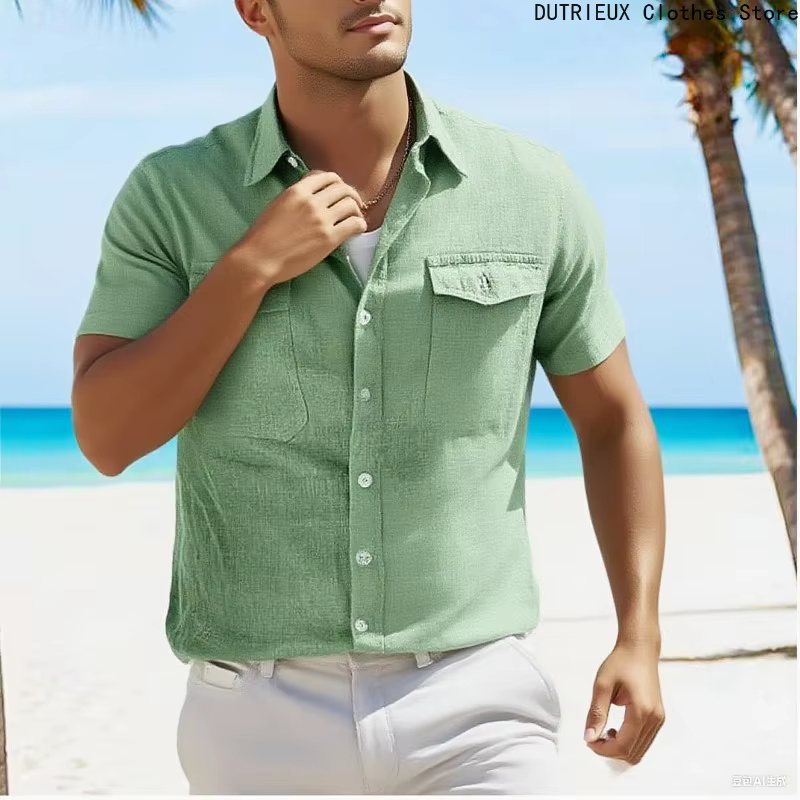 Chemise en coton à manches courtes pour hommes T-shirt