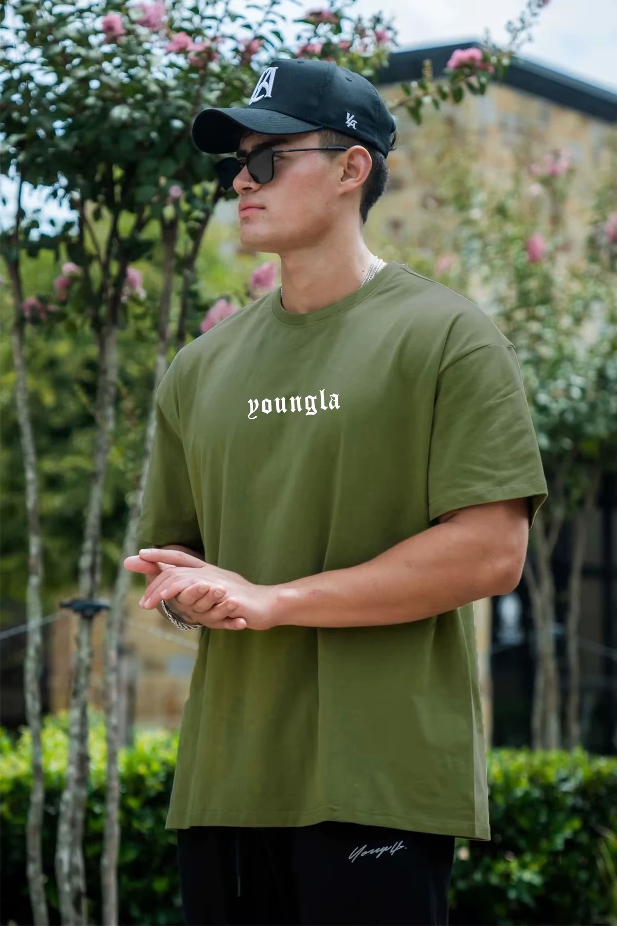 YA hommes surdimensionné jachère T-Shirt été nouveau sport Fitness coton col rond manches courtes Joggers gymnase course formation T-Shirts