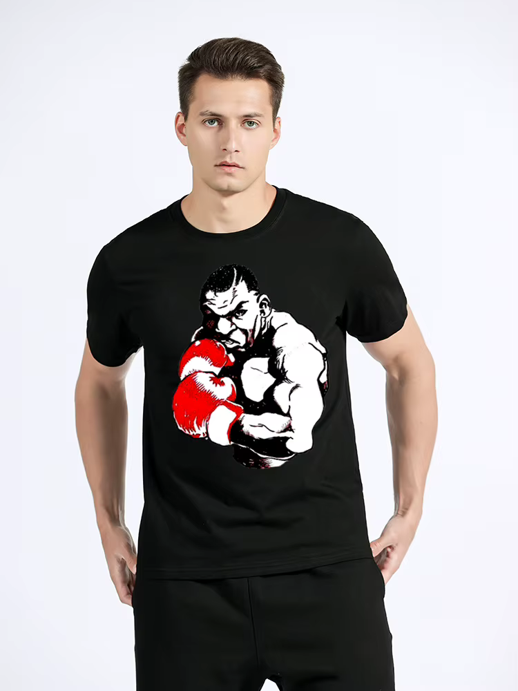 T-shirt de boxe rétro en coton pour hommes