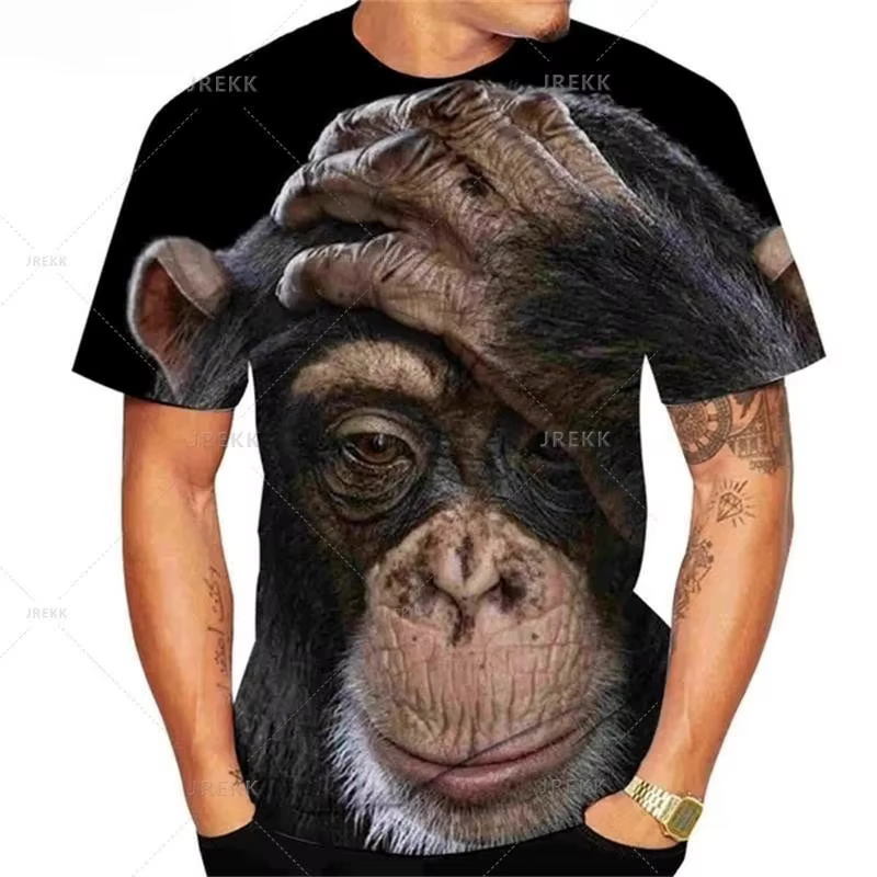 Animal T-Shirt pour hommes 3D imprimé Design Spoof gorille drôle singe femmes