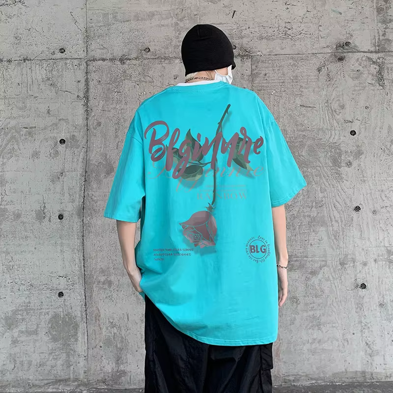 T-Shirt Gothique à Manches Courtes et Col Ras du Cou pour Homme Streetwear en Coton Respirant