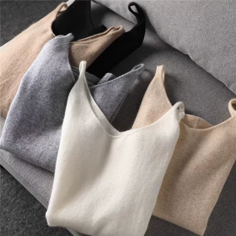 Haut en cachemire à col en V pour femmes, fibre de laine Brepostal Y-Wool