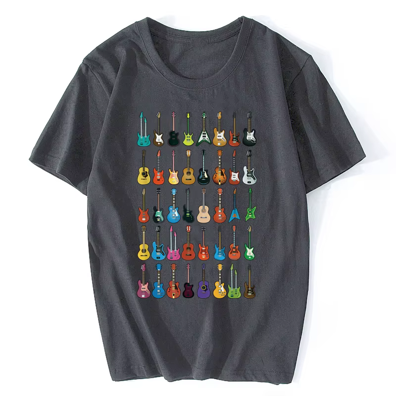 Amour guitare T-shirt hommes différentes guitares