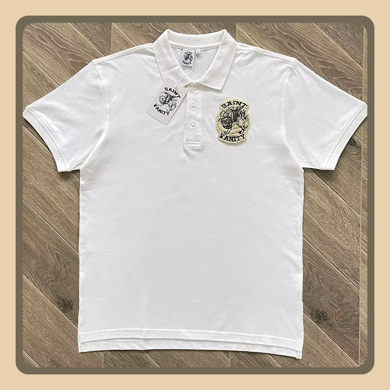 Polo décontracté en coton à manches courtes SAINT VANITY avec imprimé lettres simple