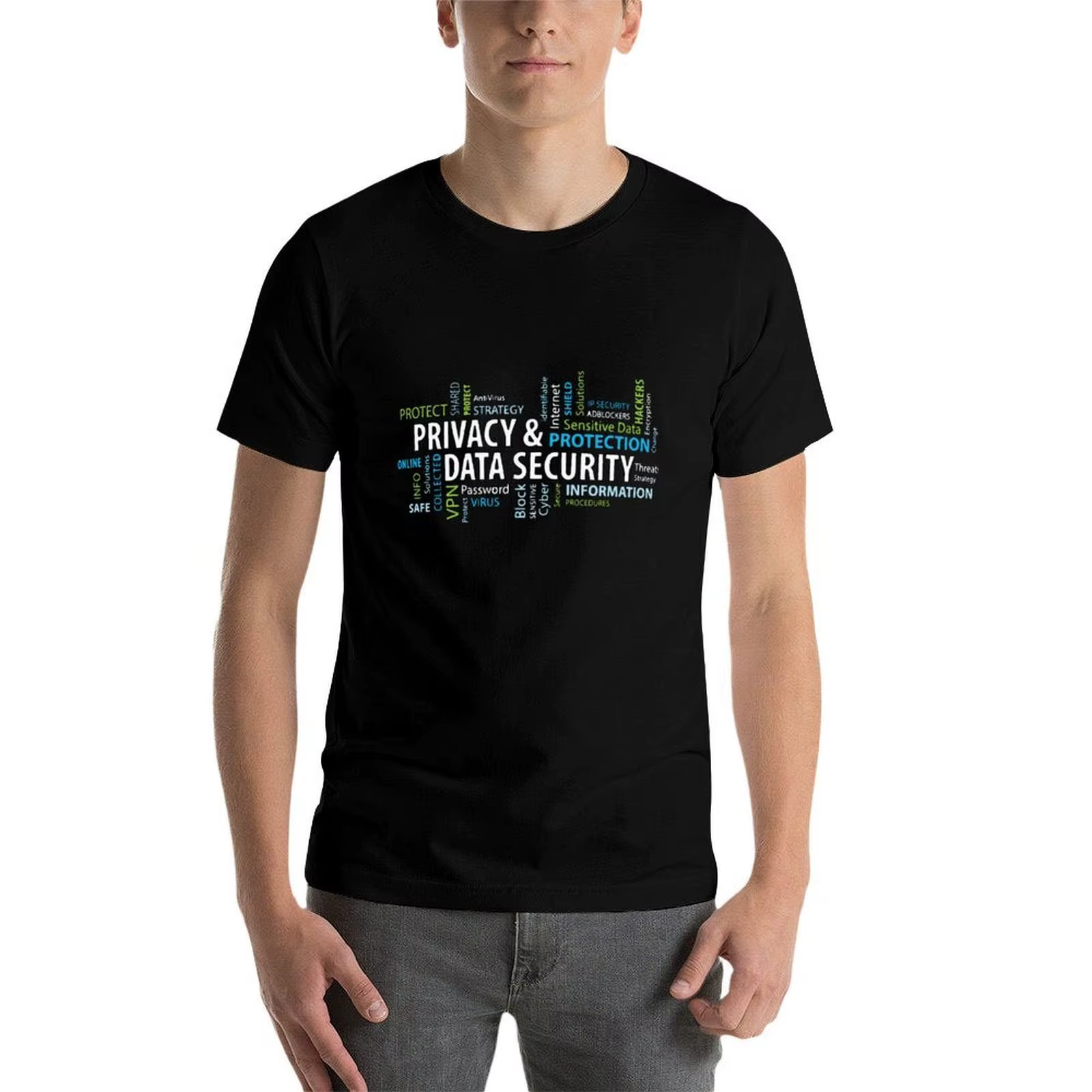 T-shirt décontracté à imprimé graphique sur le thème de la confidentialité et de la sécurité des données